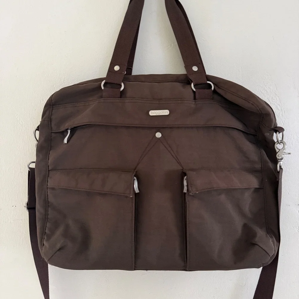 Baggallini Executive‎ Satchel Tote Brown Crossbody Messenger Bag Purse